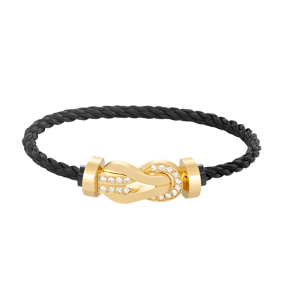 TimiCHANCE LARGE 8 FIGURE BUCKLE HALF DIAMOND BRACELET GOLD