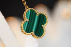 TimiCLOVER EARRINGS GOLD MALACHITE DIAMOND 3 MOTIF