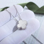 TimiCLOVER  15MM DIAMOND LASER NECKLACE SILVER