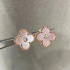 TimiCLOVER MEDIUM 1 MOTIFS  PINK MOP DIAMOND EARRINGS