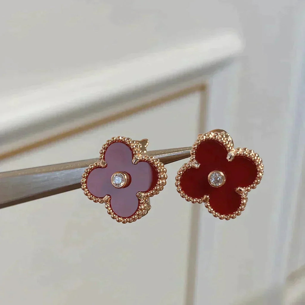 TimiCLOVER MEDIUM 1 MOTIFS CARNELIAN  DIAMOND earrings