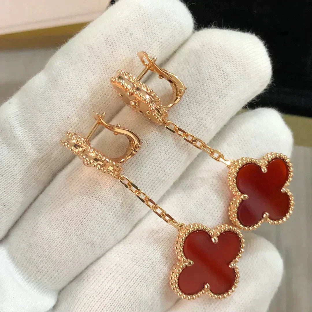 TimiCLOVER 2 MOTIF  LASER CARNELIAN EARRINGS