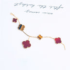 ¡®Timi¡¯CLOVER BRACELET 5 MOTIFS CARNELIAN TIGER EYE