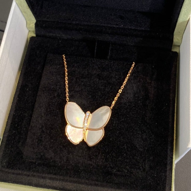 TimiBUTTERFLY GOLD MOP DIAMOND NECKLACE