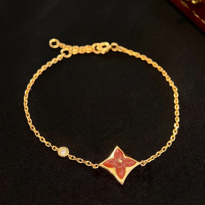TimiCOLOR STAR CARNELIAN PINK GOLD DIAMOND BRACELET