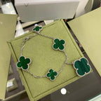 ¡®Timi¡¯CLOVER 5 MOTIFS SIVLER MALACHITE BRACELET