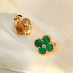 TimiCLOVER MEDIUM 1 MOTIFS MALACHITE DIAMOND EARRINGS