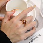 TimiCLOVER CARNELIAN RING ROSE GOLD DIAMOND
