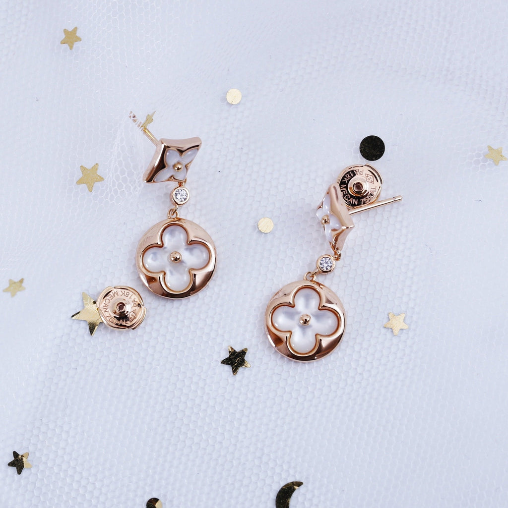 TimiSTAR AND SUN PINK GOLD MOP DROP EARRINGS