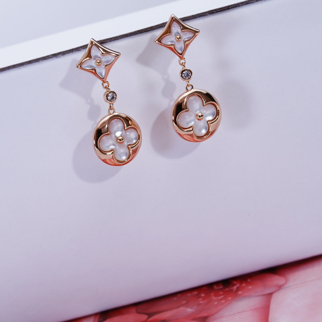TimiSTAR AND SUN PINK GOLD MOP DROP EARRINGS