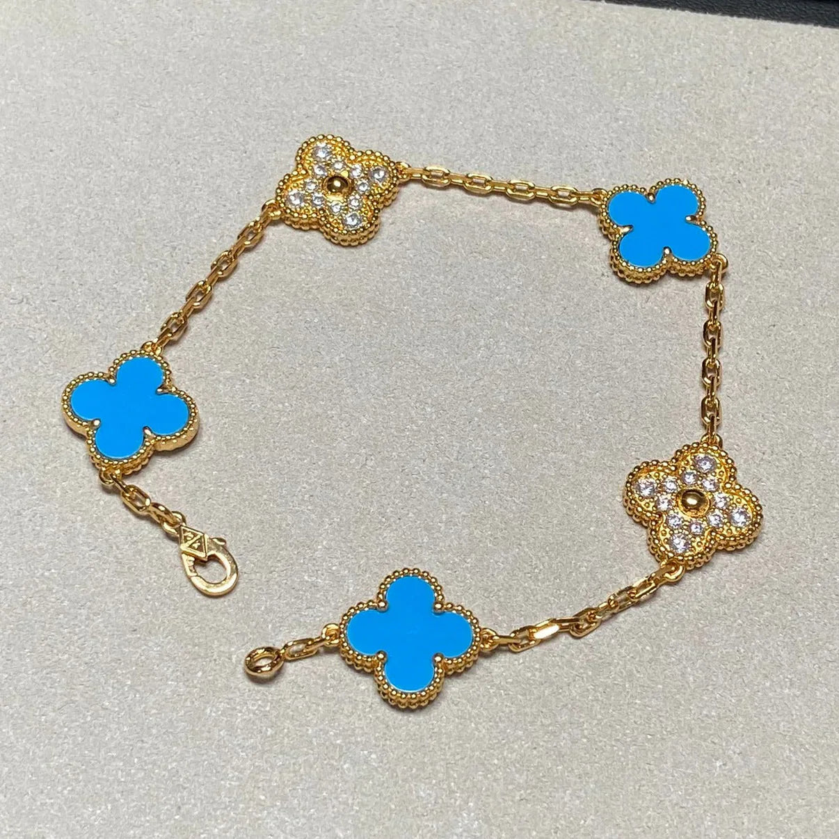 [Timi]New CLOVER 5 MOTIF BLUE AGATE BRACELET COLLECTION