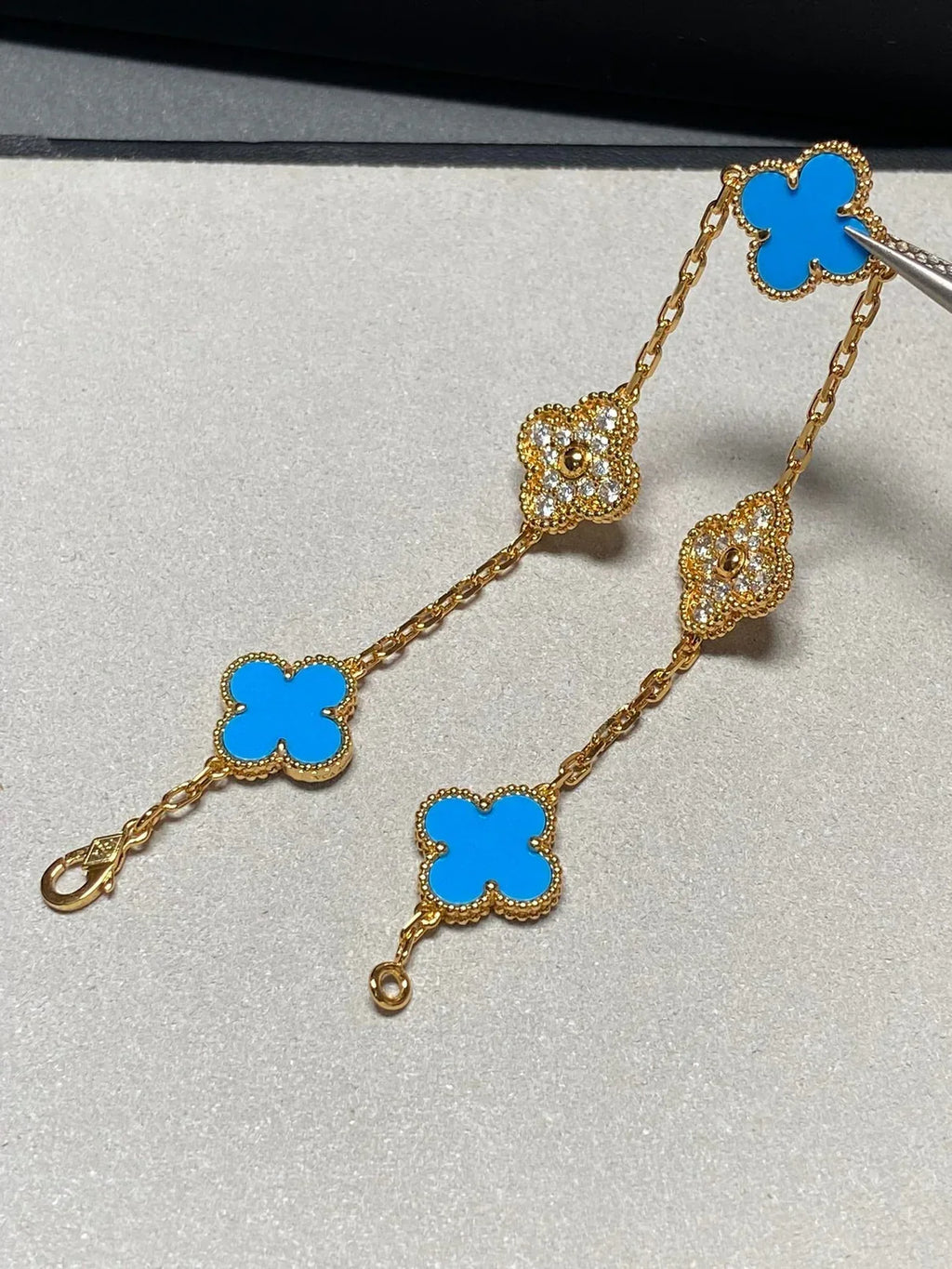 [Timi]New CLOVER 5 MOTIF BLUE AGATE BRACELET COLLECTION