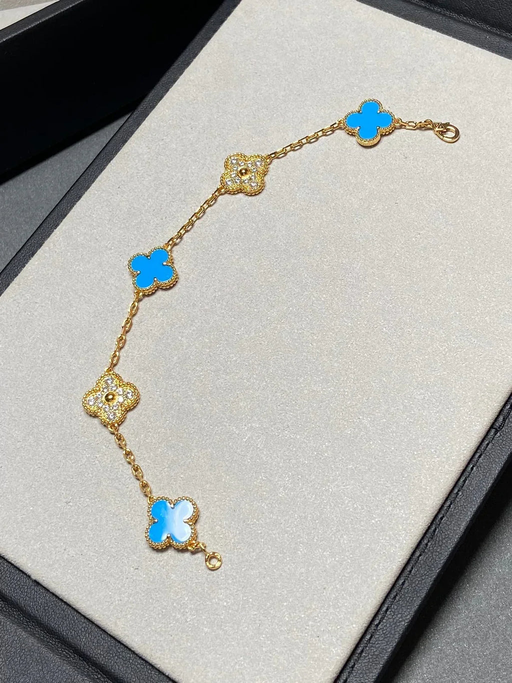 [Timi]New CLOVER 5 MOTIF BLUE AGATE BRACELET COLLECTION