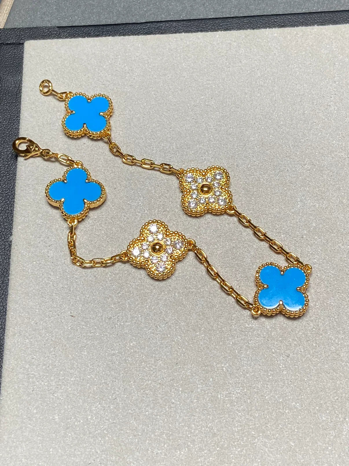 [Timi]New CLOVER 5 MOTIF BLUE AGATE BRACELET COLLECTION