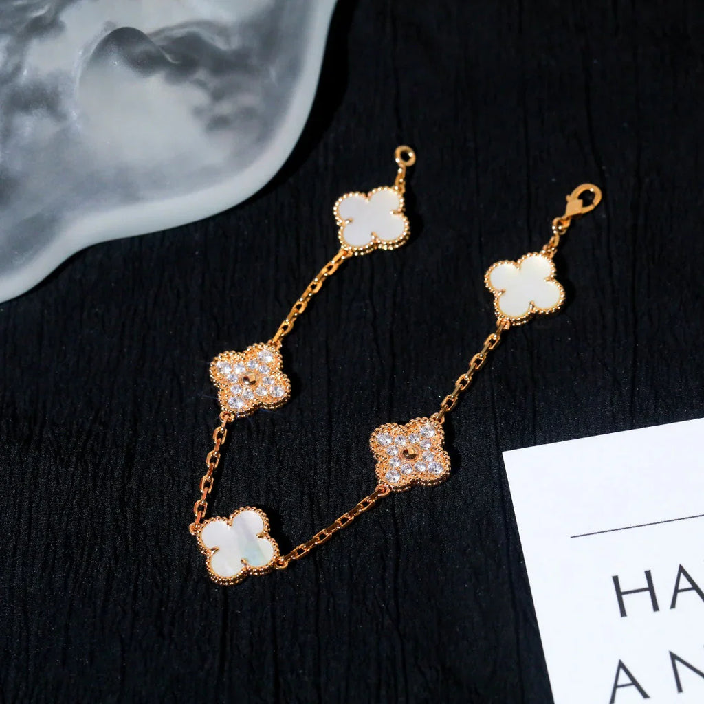 [Timi]New CLOVER WHITE PEARL MOP 5 MOTIF BRACELET COLLECTION
