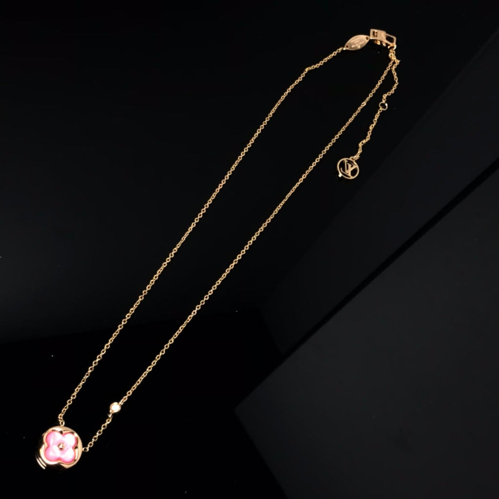TimiCOLOR BLOSSOM PINK MOP SUN GOLD NECKLACE