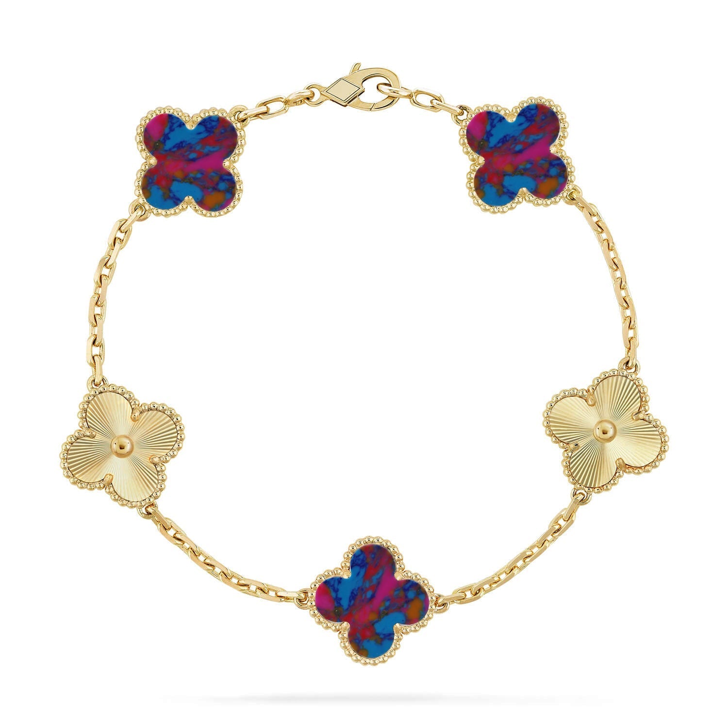 [Timi]New CLOVER 5 MOTIF COLOR GEMSTONES BRACELET COLLECTION
