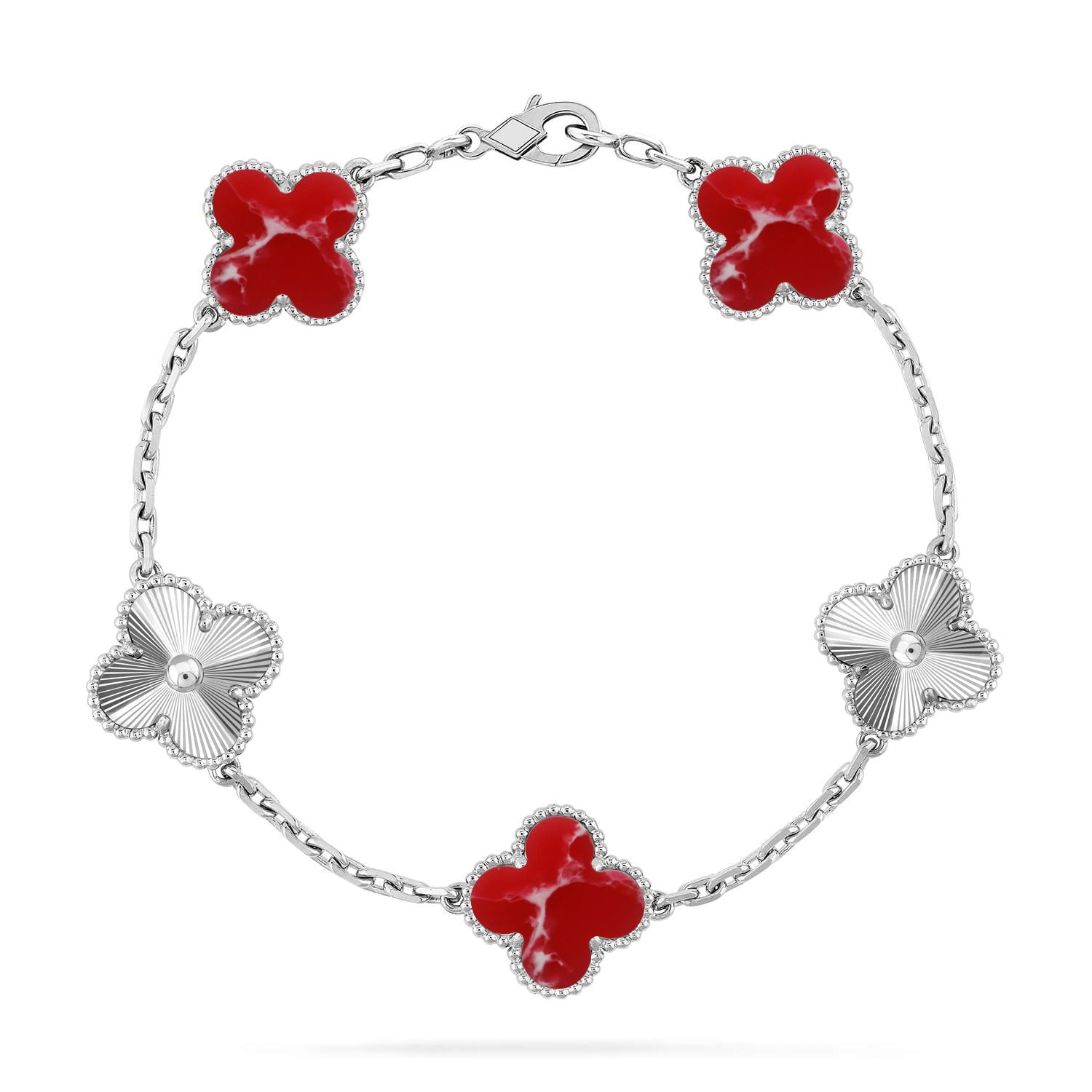 [Timi]New CLOVER 5 MOTIF RED PATTERN BRACELET COLLECTION