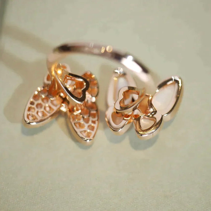 TimiTWIN BUTTERFLY DIAMOND MOP RING