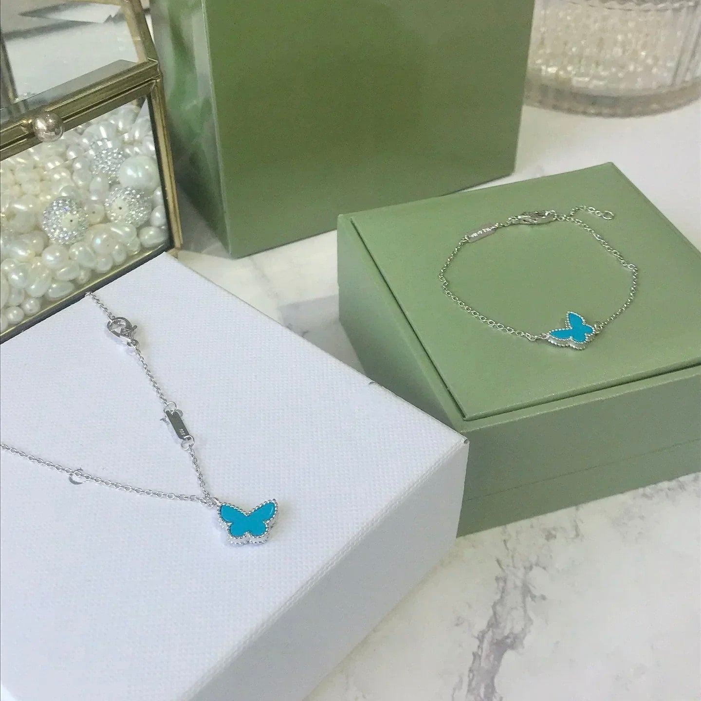 ¡®Timi¡¯BUTTERFLY TURQUOISE BUTTERFLY BRACELET SILVER