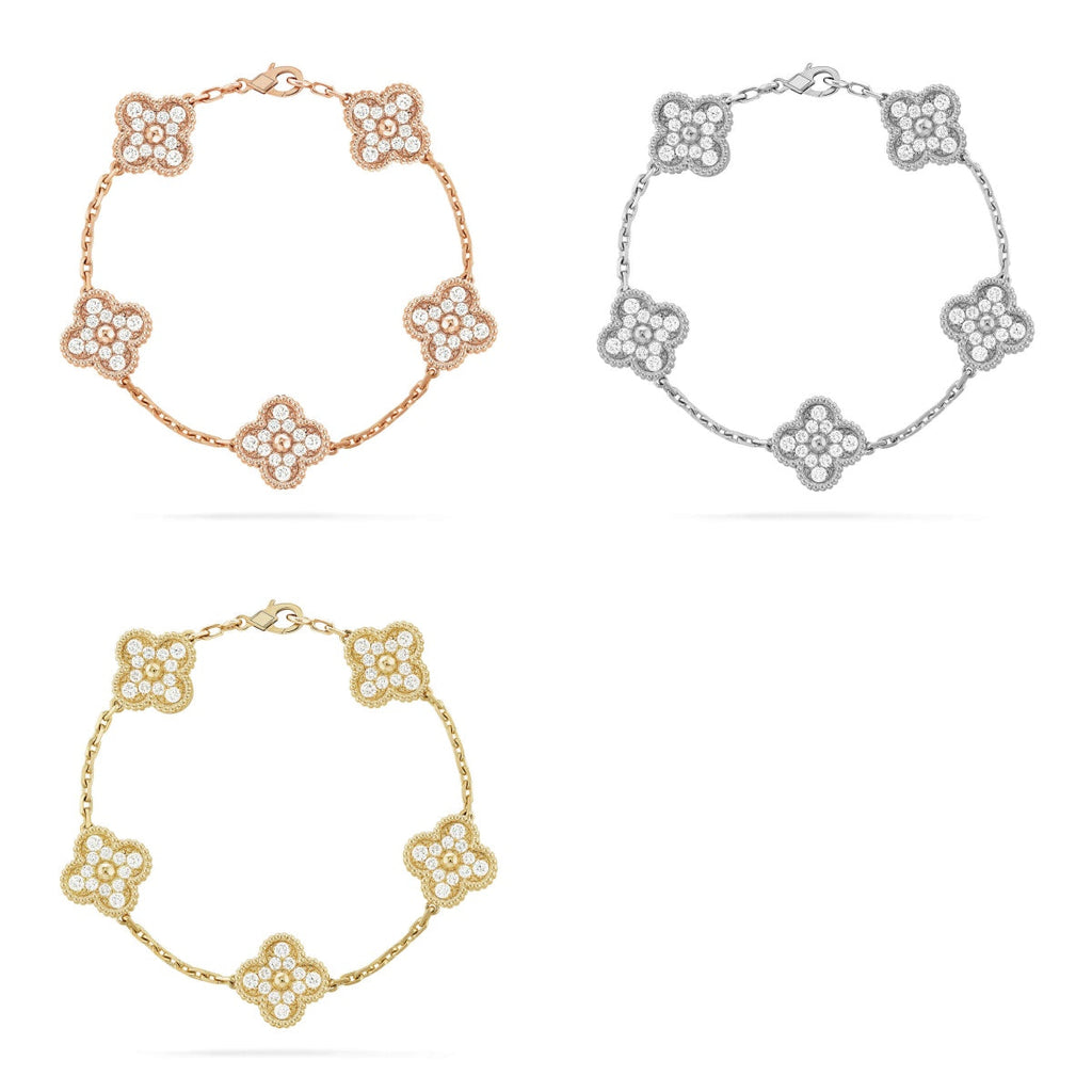 [Timi] New  CLOVER 5 MOTIF FULL DIAMOND BRACELET COLLECTION