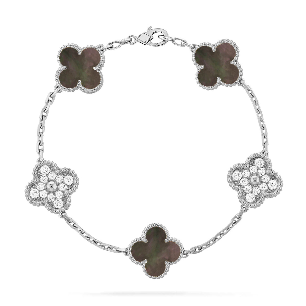 [Timi]New  CLOVER 5 MOTIF GRAY MOP BRACELET COLLECTION