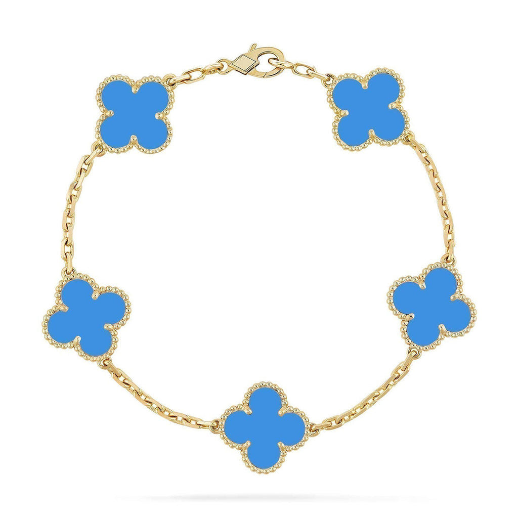[Timi]New CLOVER 5 MOTIF BLUE AGATE BRACELET COLLECTION