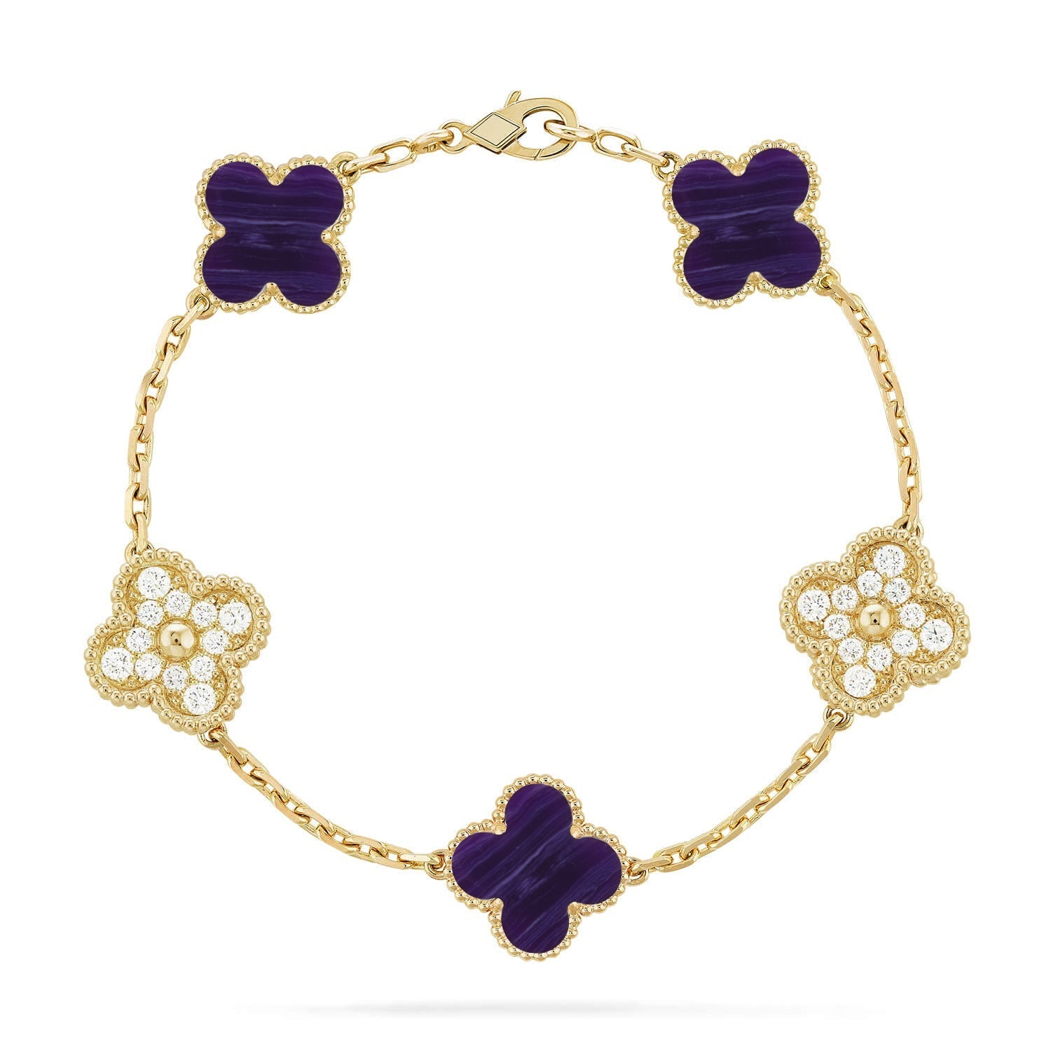 [Timi]New CLOVER 5 MOTIF PURPLE STRIPES BRACELET COLLECTION