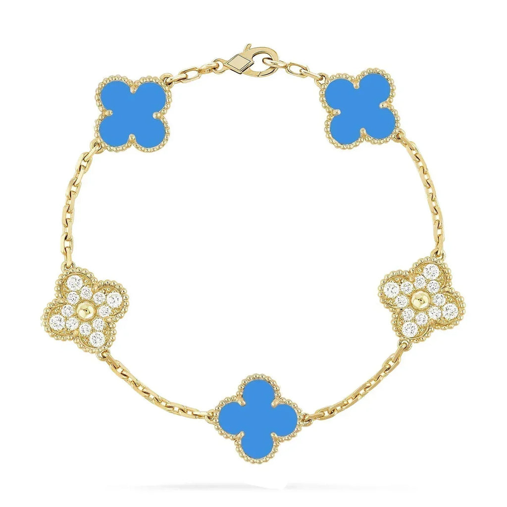 [Timi]New CLOVER 5 MOTIF BLUE AGATE BRACELET COLLECTION