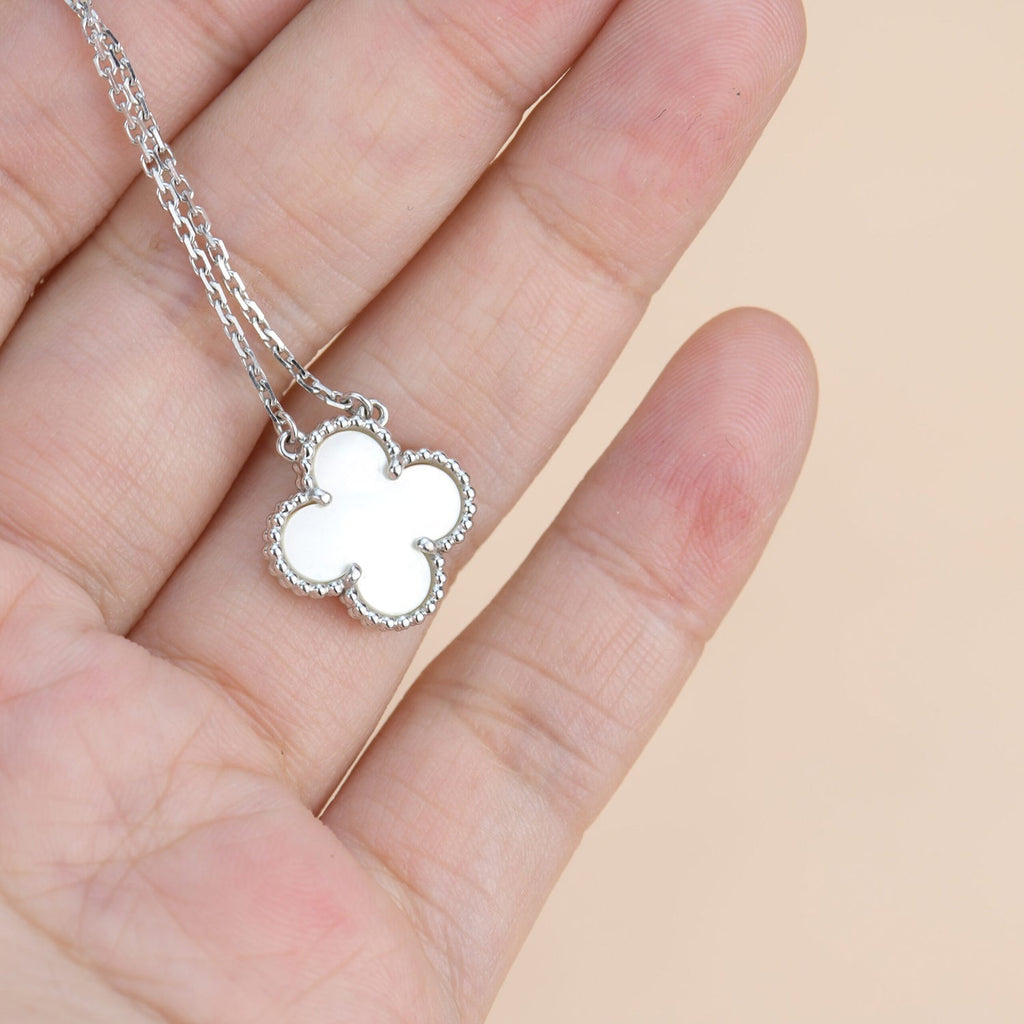 TimiCLOVER  15MM WHITE MOTHER-OF-PEARL SILVER