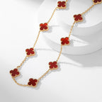 TimiCLOVER 10 MOTIFS CARNELIAN NECKLACE