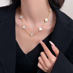 TimiCLOVER 10 MOTIFS WHITE MOTHER OF PEARL NECKLACE