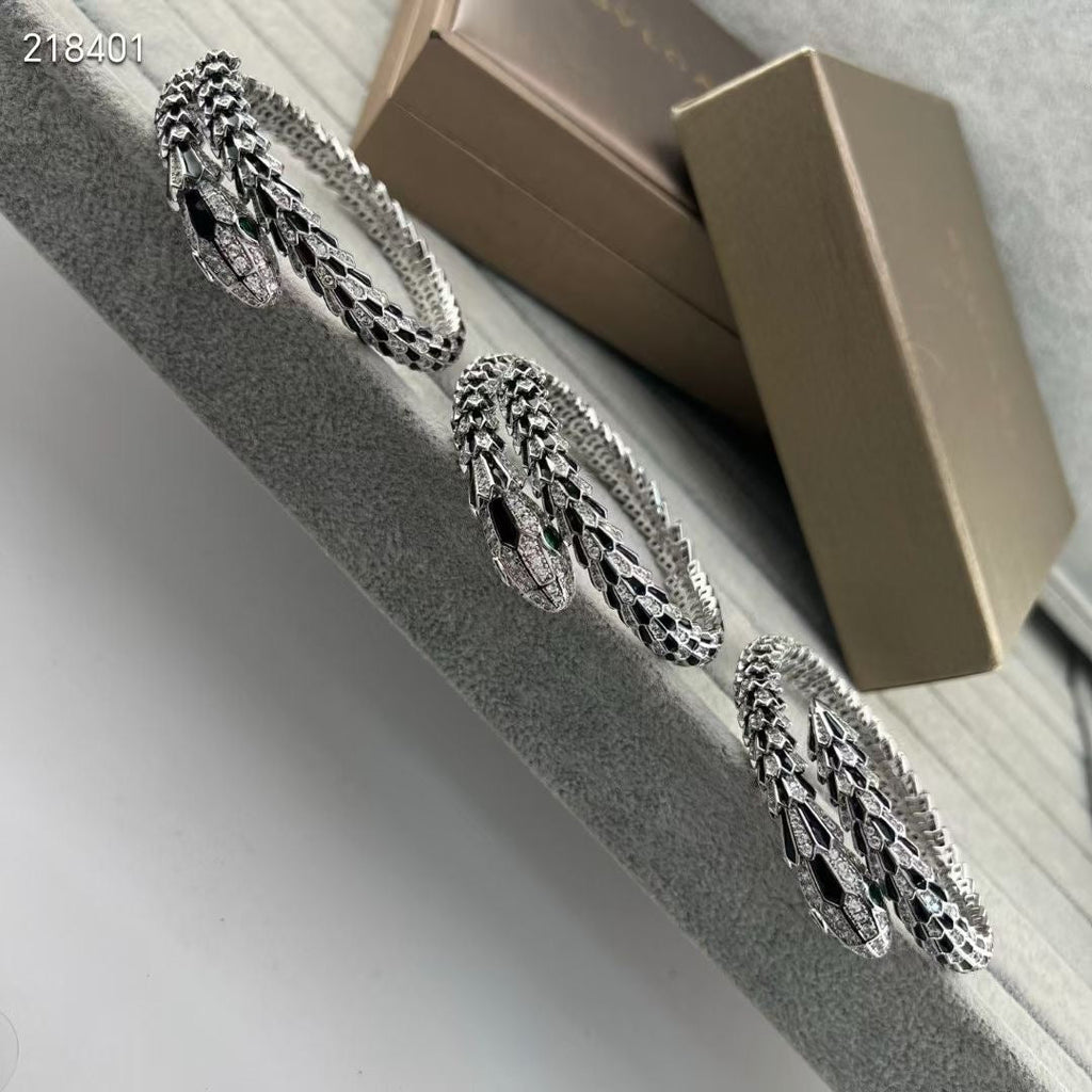 [Timi] EW OBSIDIAN & DIAMOND SERPENT BRACELET