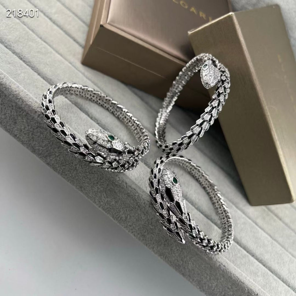 [Timi] EW OBSIDIAN & DIAMOND SERPENT BRACELET