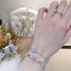 [Timi]New  CLOVER 5 MOTIF PURPLE CHALCEDONY BRACELET COLLECTION