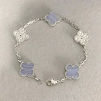 [Timi]New  CLOVER 5 MOTIF PURPLE CHALCEDONY BRACELET COLLECTION