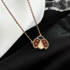 TimiLUCKY  CARNELIANS LADYBUG NECKLACE