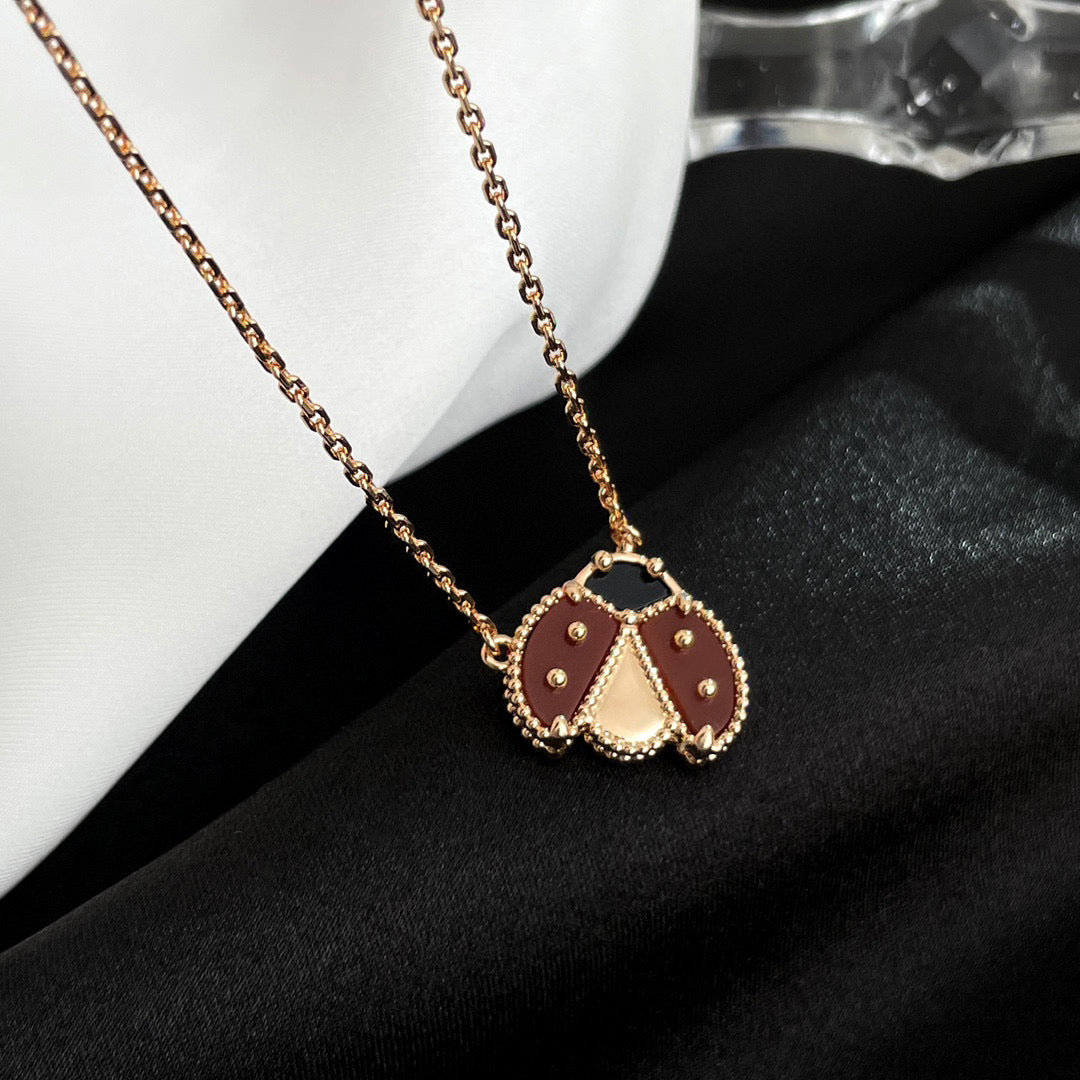 TimiLUCKY  CARNELIANS LADYBUG NECKLACE