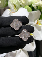 [Timi]CLOVER 20MM MOTIFS DIAMOND STUD EARRINGS SILVER