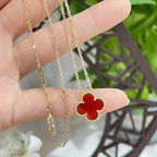 TimiCLOVER 15MM CARNELIAN SINGLE FLOWER NECKLACE