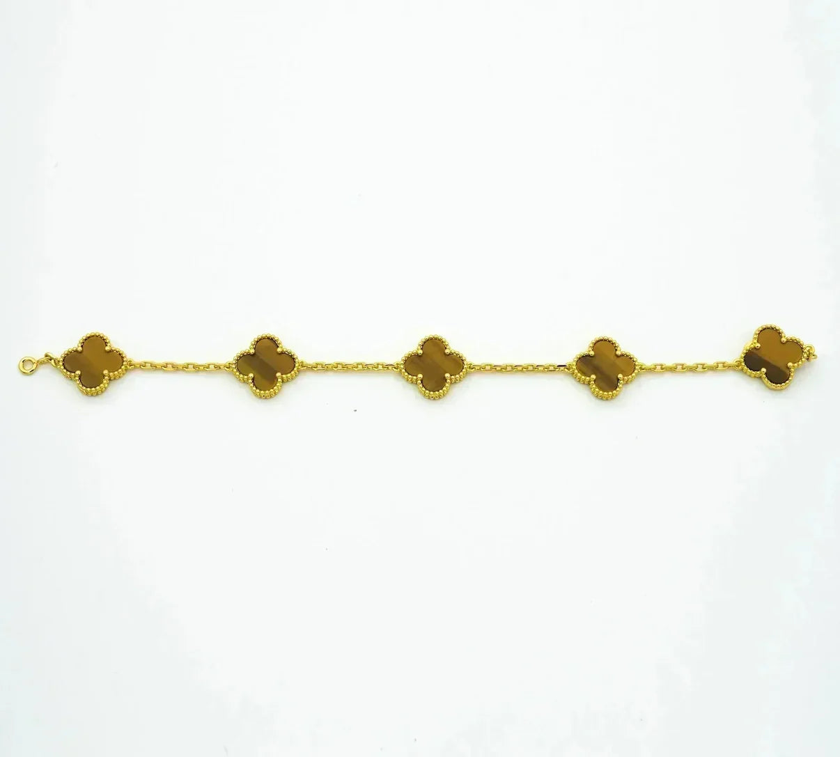 [Timi]New  CLOVER 5 MOTIFS TIGER EYE BRACELET COLLECTION