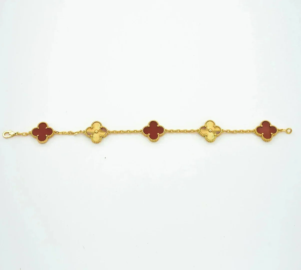 [Timi]New  CLOVER 5 MOTIF RED CORNELIAN BRACELET COLLECTION