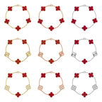 [Timi]New  CLOVER 5 MOTIF RED CORNELIAN BRACELET COLLECTION