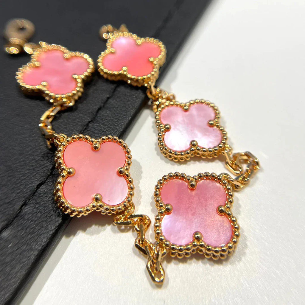 [Timi]New  CLOVER 5 MOTIFS  PINK MOP BRACELET COLLECTION