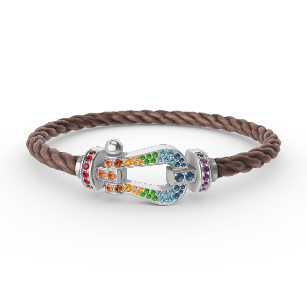 TimiFORC LARGE HORSESHOE  COLORED DIAMOND BRACELET SILVER