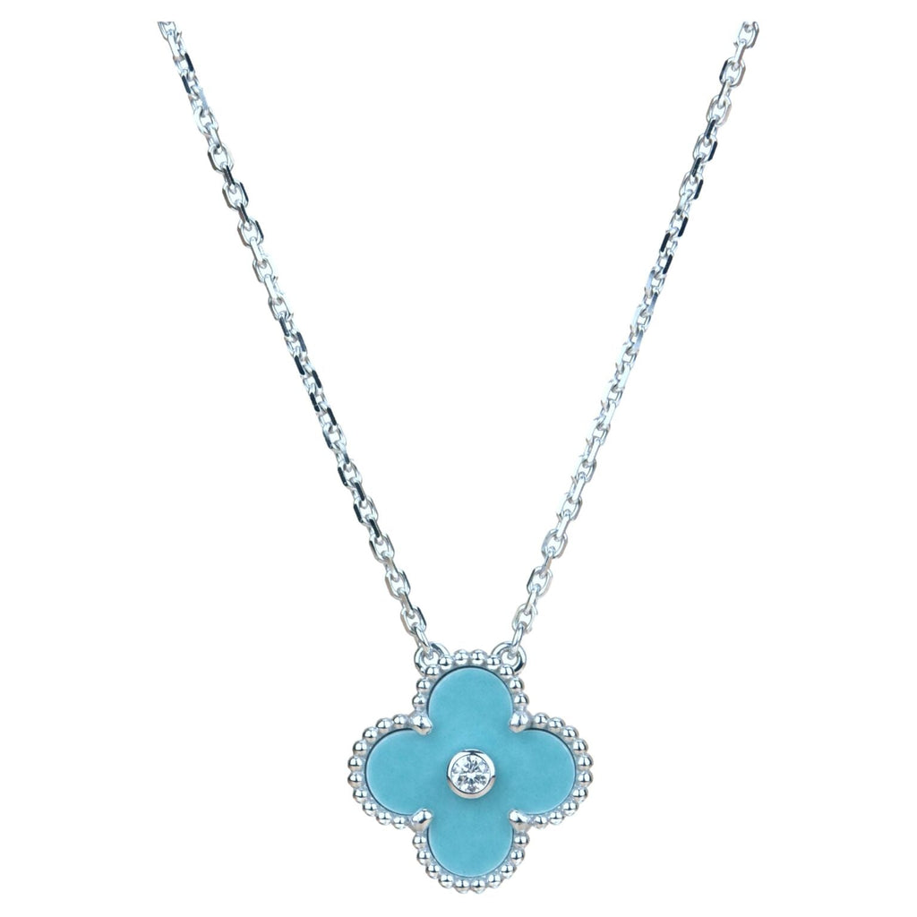 TimiCLOVER 15MM DIAMOND SVRES PORCELAIN  NECKLACE SILVER