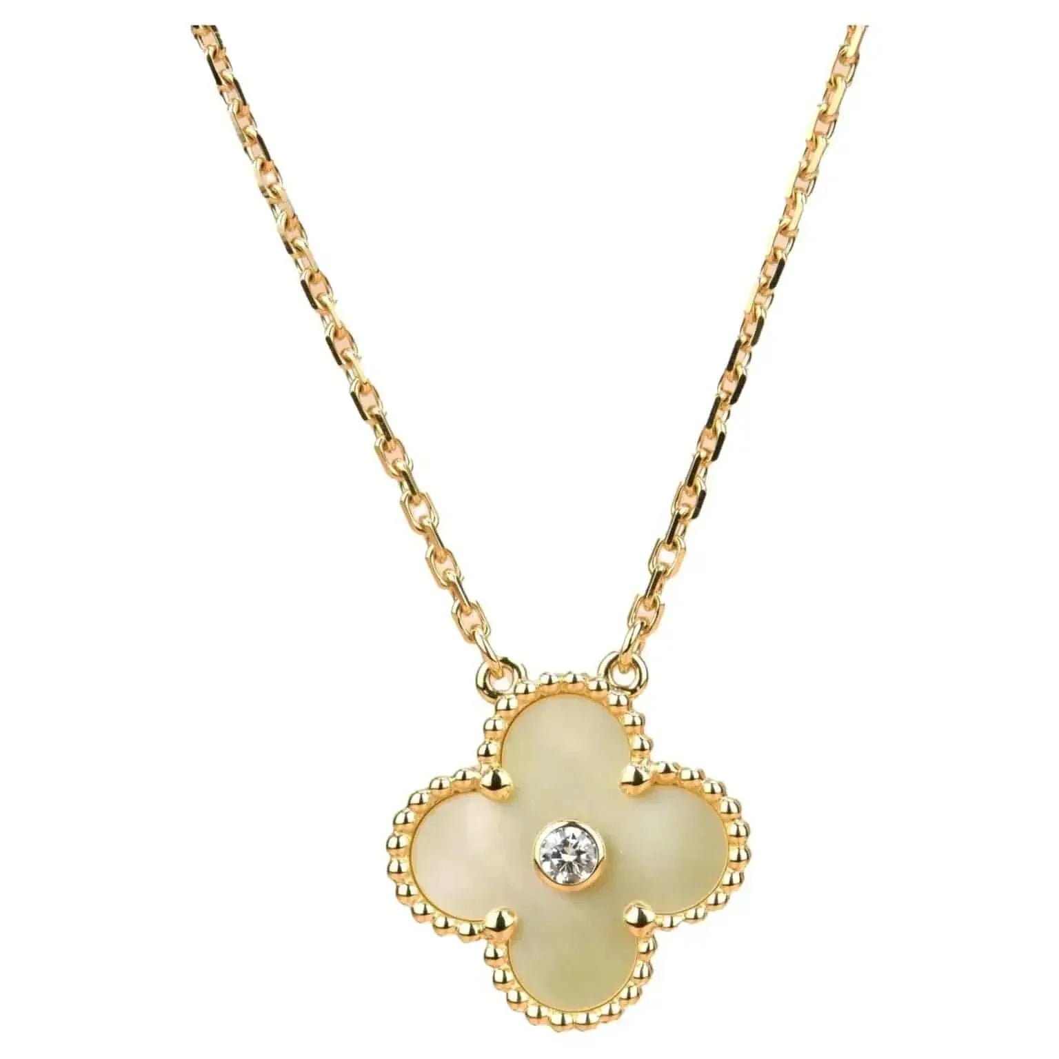 TimiCLOVER 15MM DIAMOND GOLD MOTHER OF PEARL NECKLACE