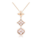 TimiCOLOR BLOSSOM LARIAT NECKLACE PINK GOLD WHITE MOTHER PEARL AND DIAMOND