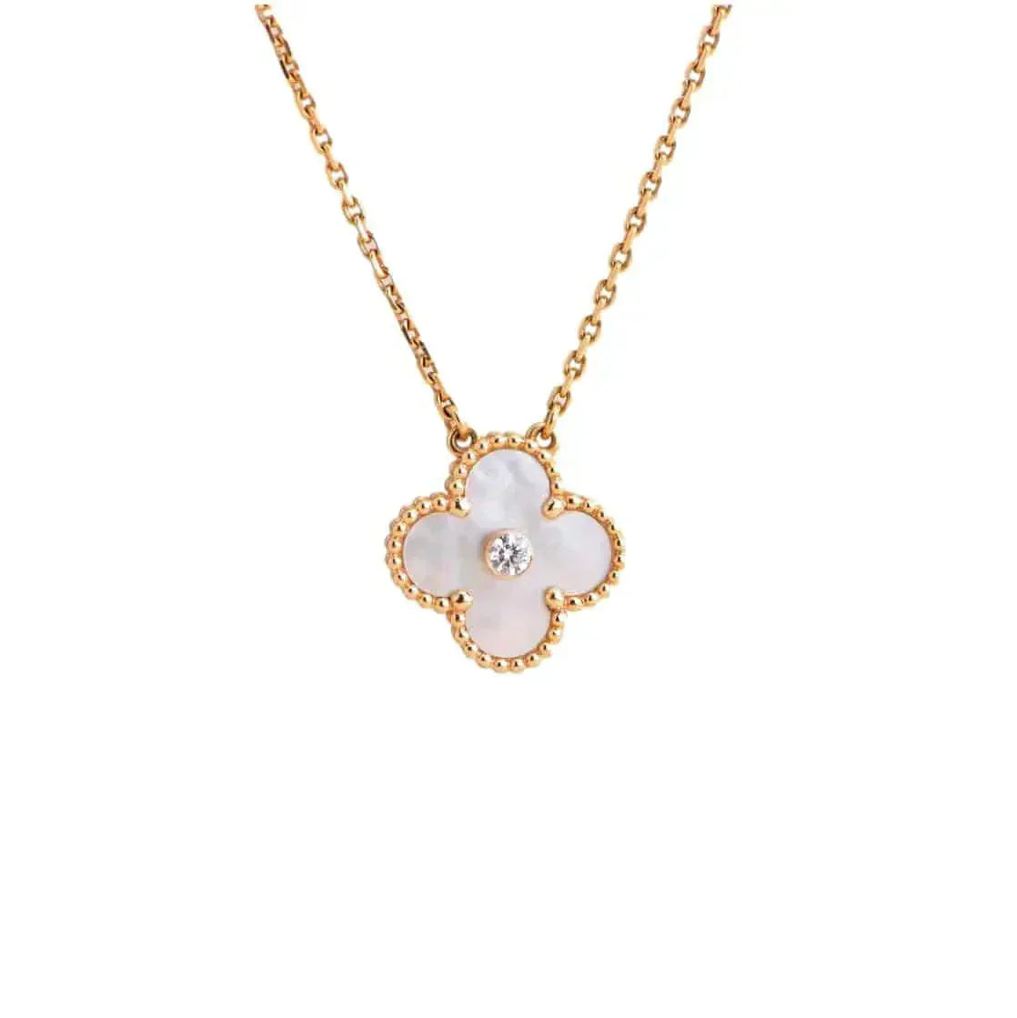 TimiCLOVER 15MM DIAMOND WHITE FRITILLARIA NECKLACE